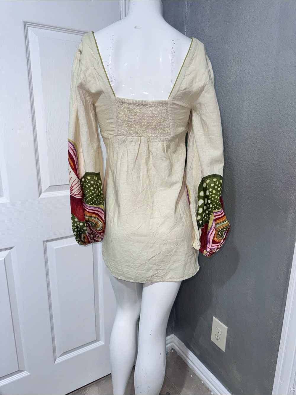Anthropologie Cream Tunic with Bold Multi-Color Floral Print - Picture 8 of 17